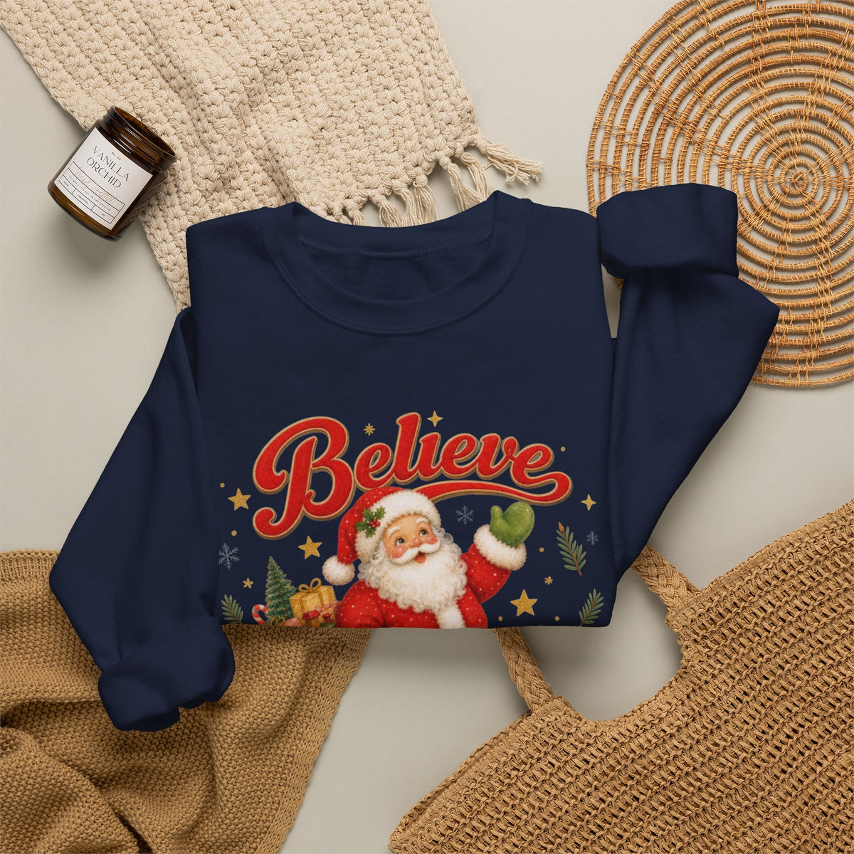 Vintage Christmas Santa Sweatshirt, Retro Animal Christmas Jumper