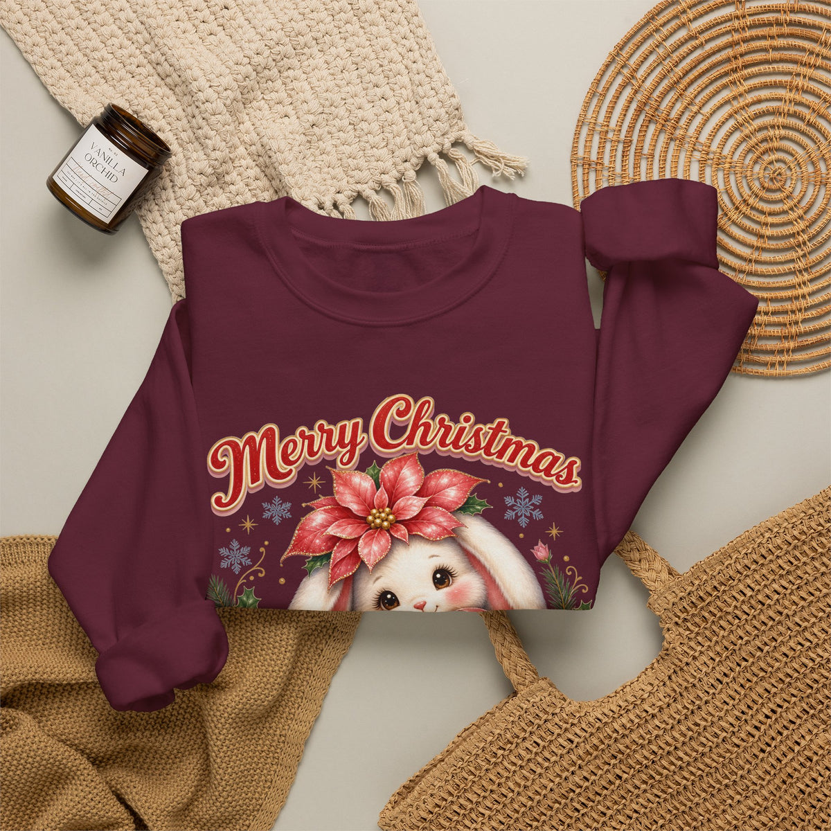 Vintage Christmas Bunny Sweatshirt, Retro Rabbit Christmas Jumper