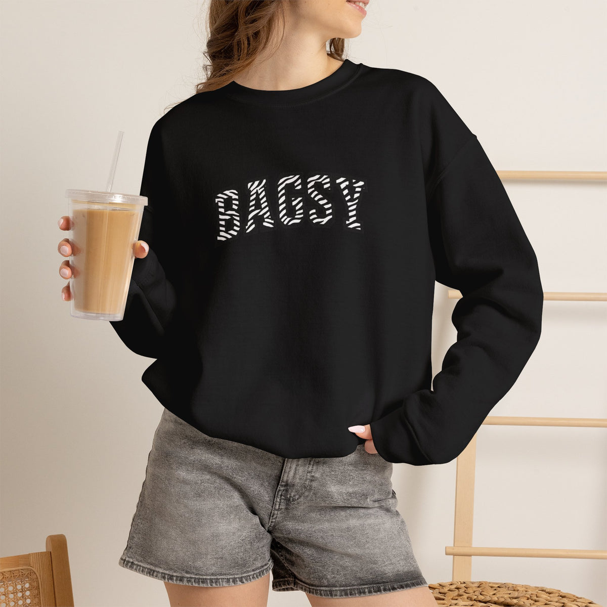 BAGSY Retro 90s Sweatshirt | Zebra print - You Know The One