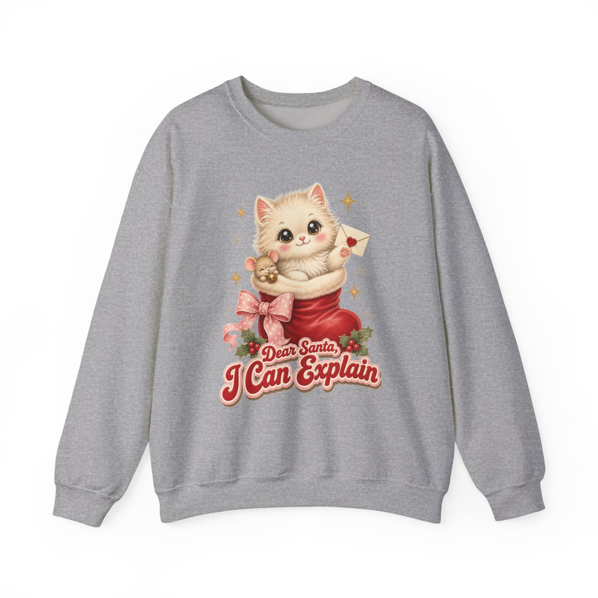 Dear Santa I Can Explain Sweatshirt, Vintage Christmas Cat Jumper