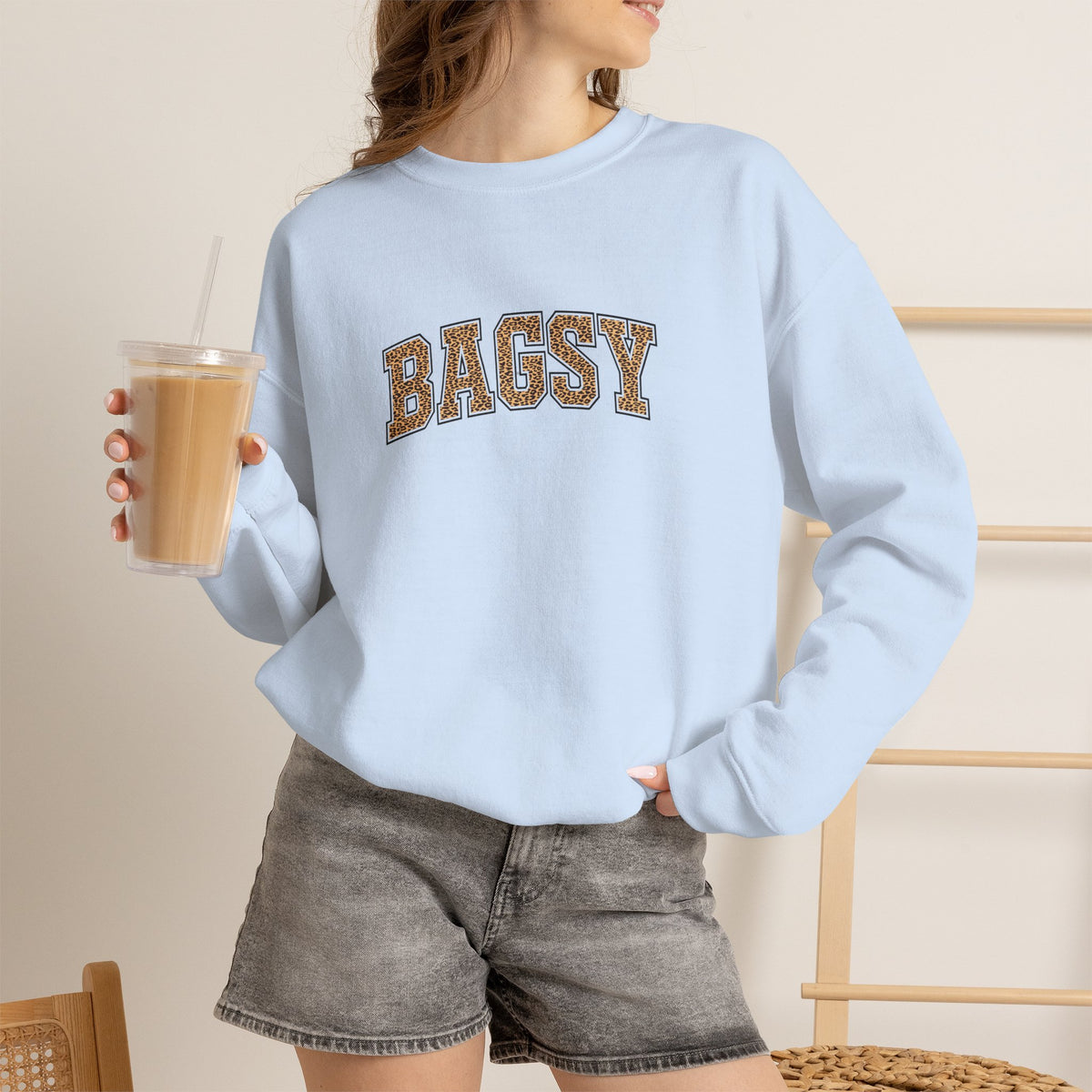 BAGSY Retro 90s Varsity Sweatshirt | Leopard Print | You Know The One