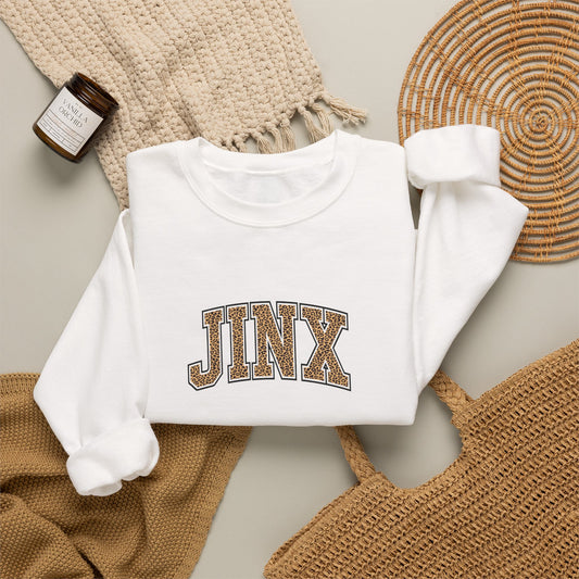JINX Retro 90s Varsity Sweatshirt, Leopard Print Slogan