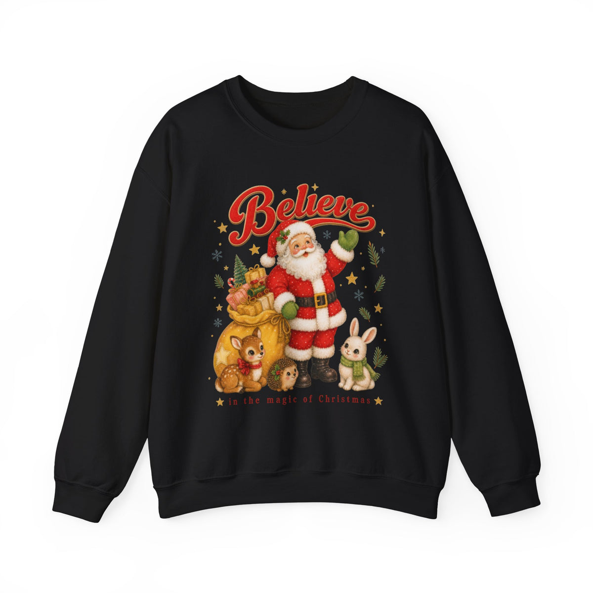 Vintage Christmas Santa Sweatshirt, Retro Animal Christmas Jumper