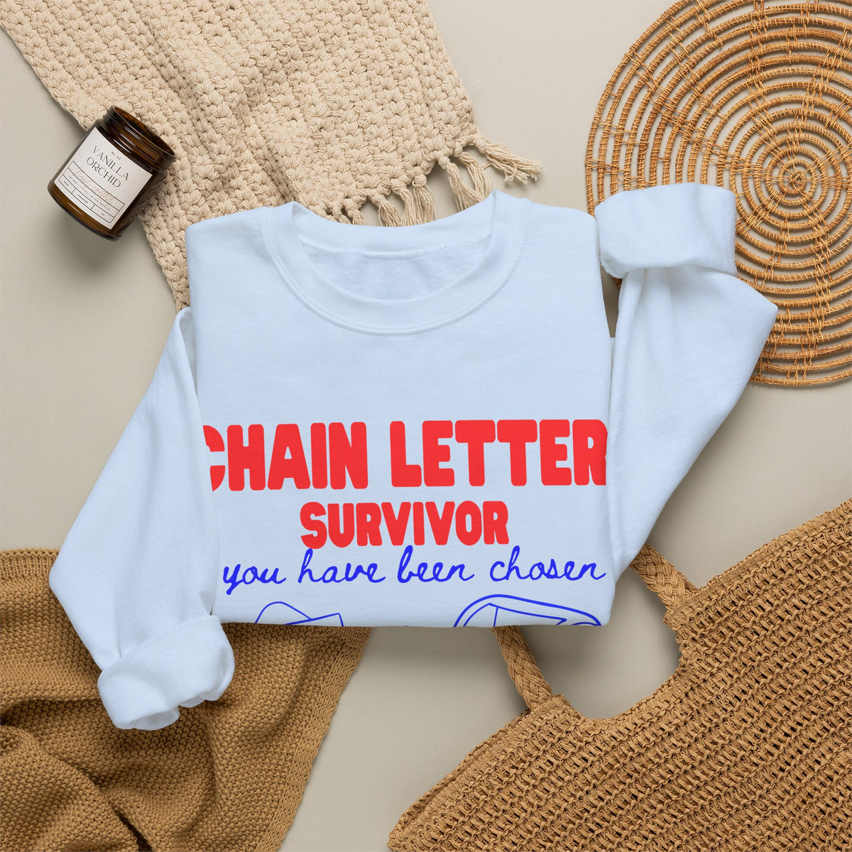 Chain Letter Survivor Club Sweatshirt | 90s Nostalgia Graphic Jumper