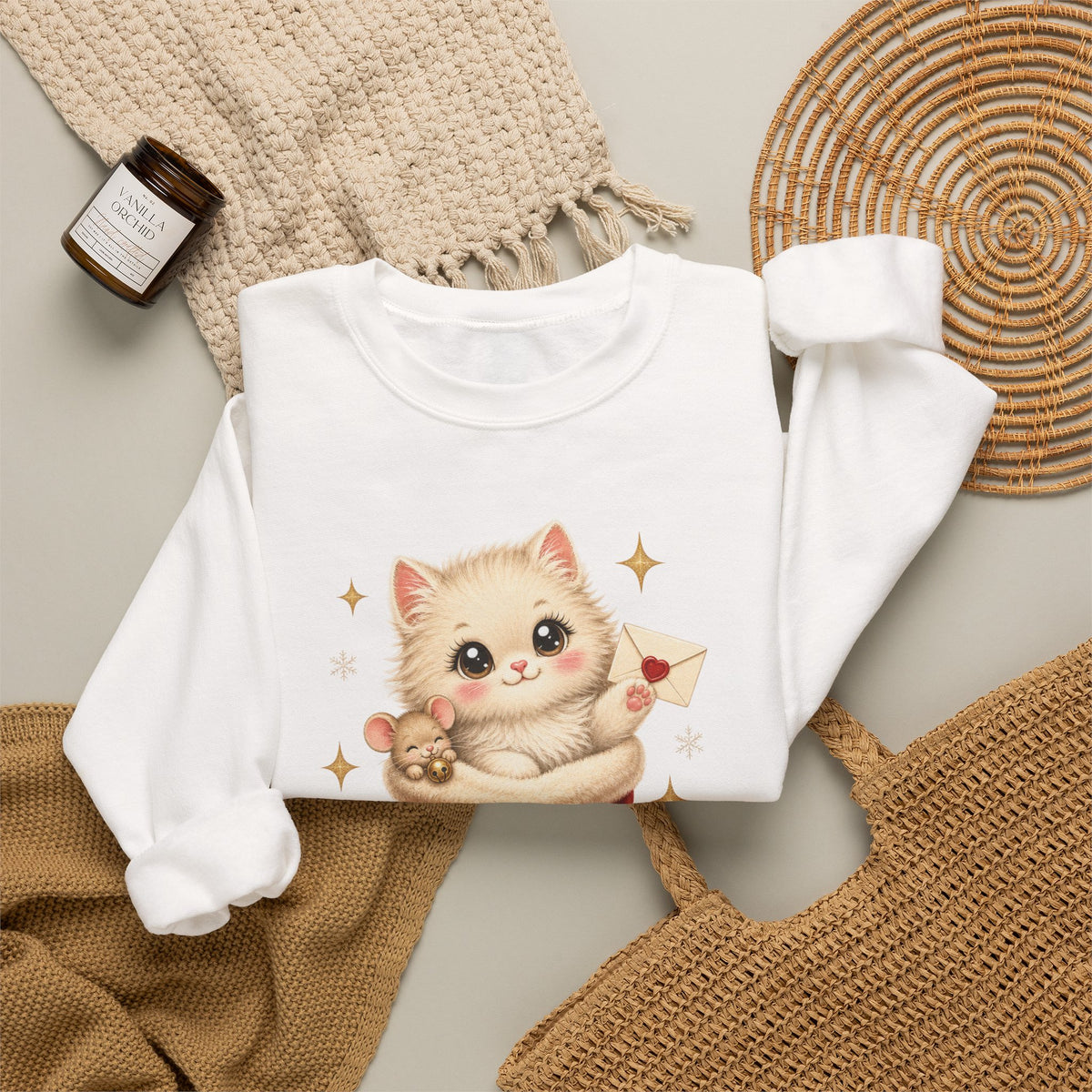 Dear Santa I Can Explain Sweatshirt, Vintage Christmas Cat Jumper