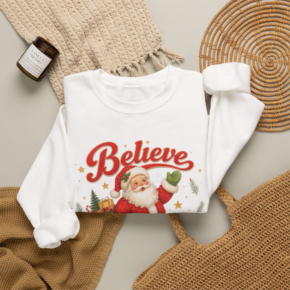 Vintage Christmas Santa Sweatshirt, Retro Animal Christmas Jumper
