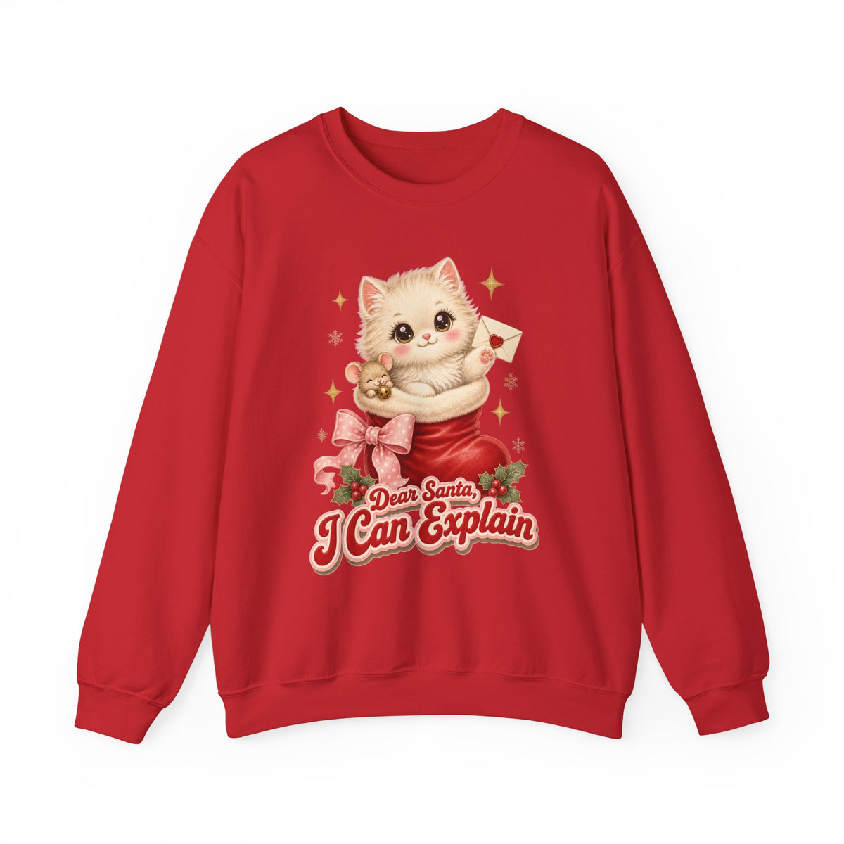 Dear Santa I Can Explain Sweatshirt, Vintage Christmas Cat Jumper