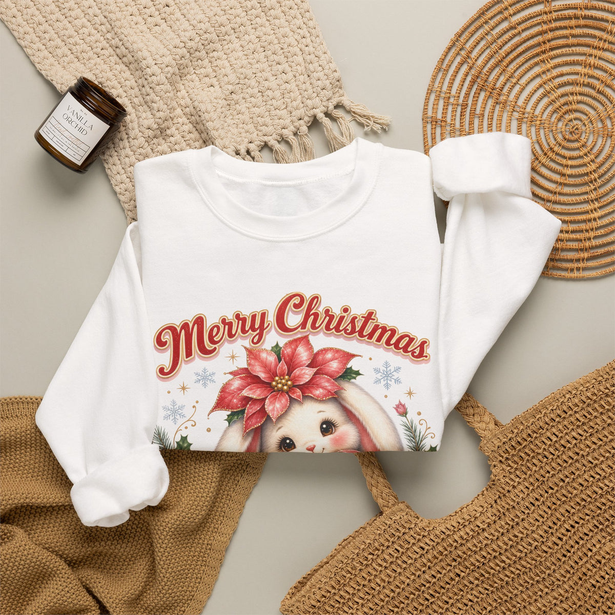 Vintage Christmas Bunny Sweatshirt, Retro Rabbit Christmas Jumper