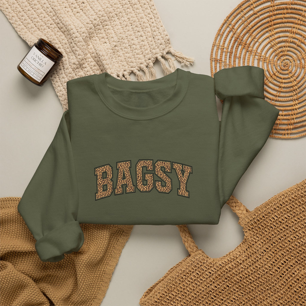 BAGSY Retro 90s Varsity Sweatshirt | Leopard Print | You Know The One