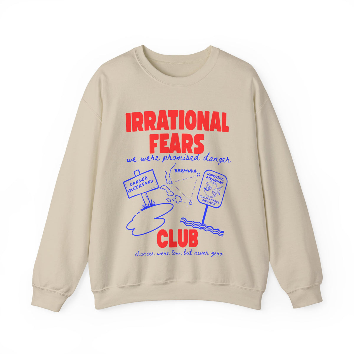 Irrational Fears Club Sweatshirt | Funny 90s Nostalgia Graphic Jumper