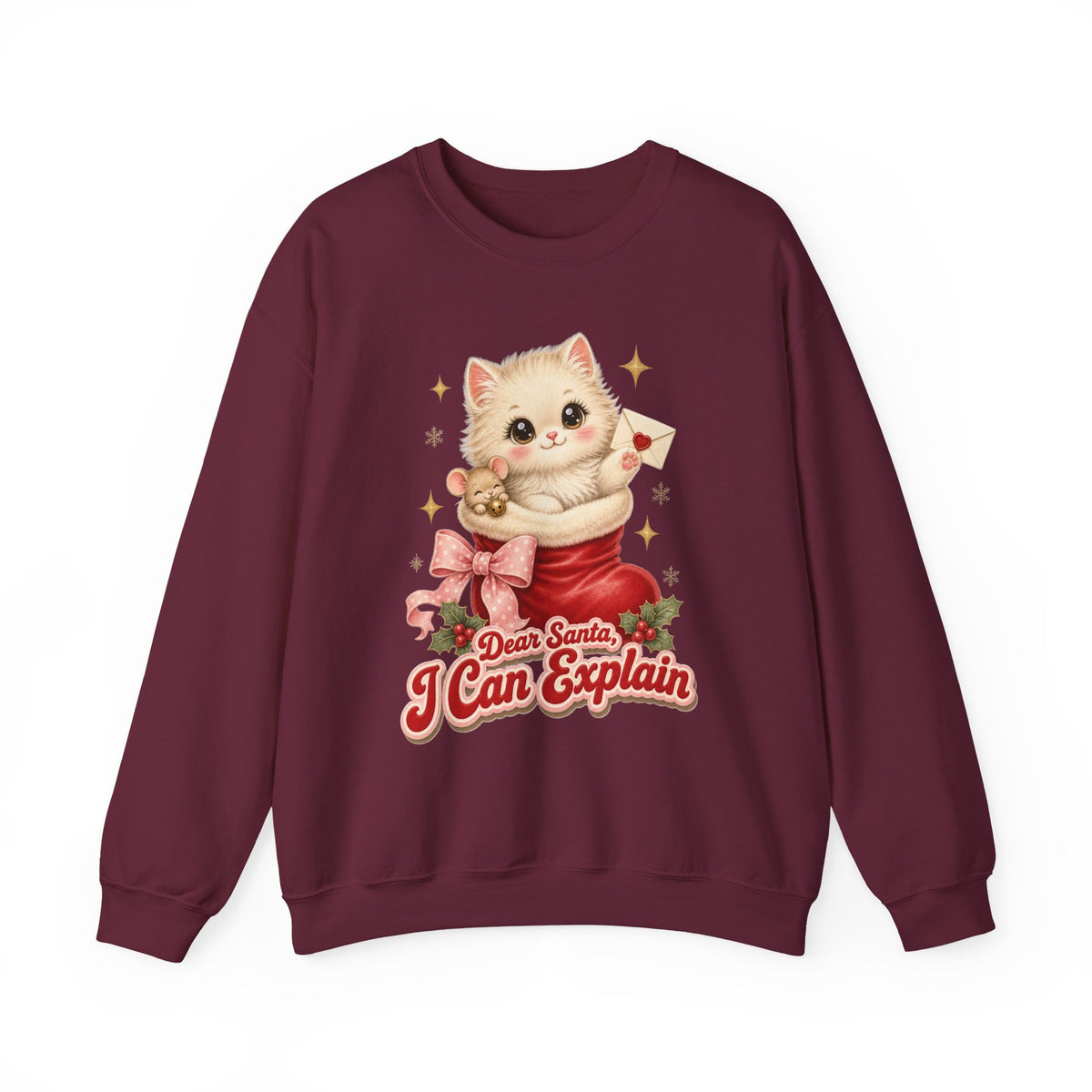 Dear Santa I Can Explain Sweatshirt, Vintage Christmas Cat Jumper