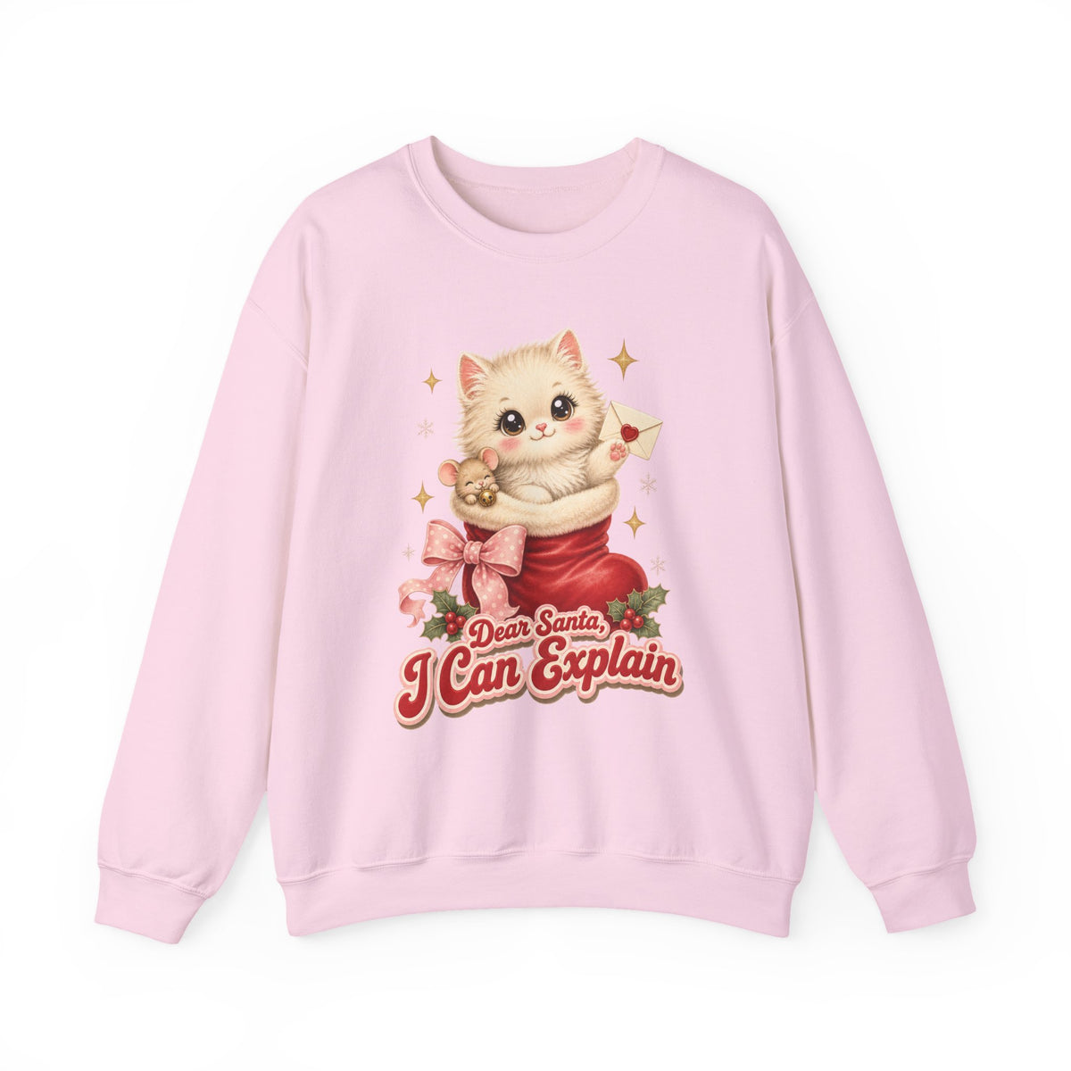 Dear Santa I Can Explain Sweatshirt, Vintage Christmas Cat Jumper