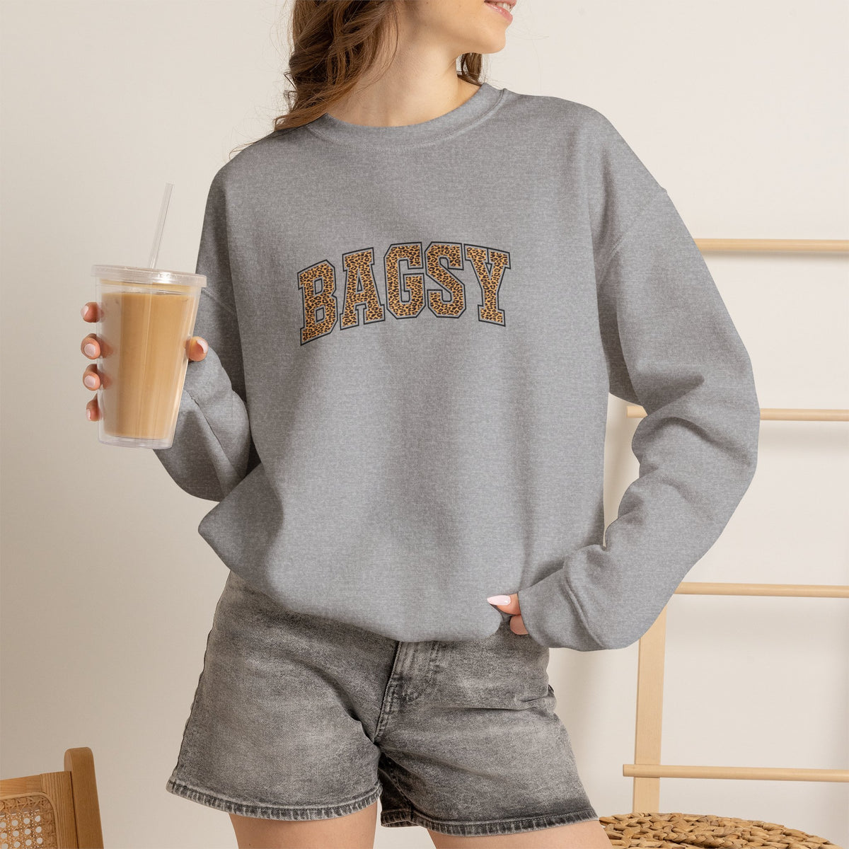 BAGSY Retro 90s Varsity Sweatshirt | Leopard Print | You Know The One