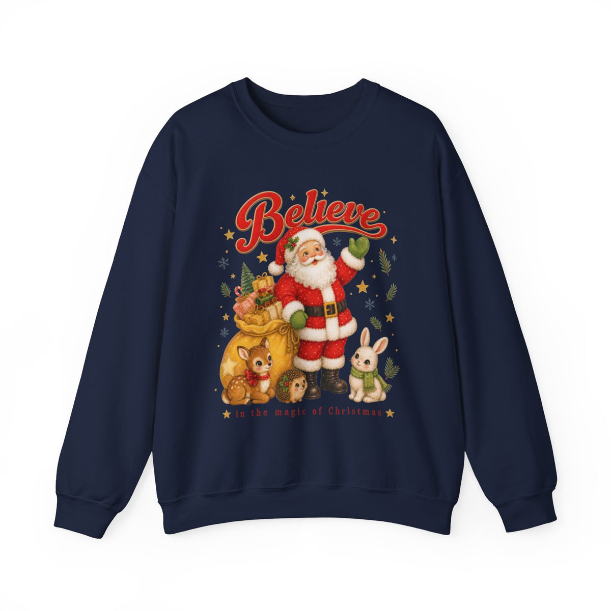 Vintage Christmas Santa Sweatshirt, Retro Animal Christmas Jumper