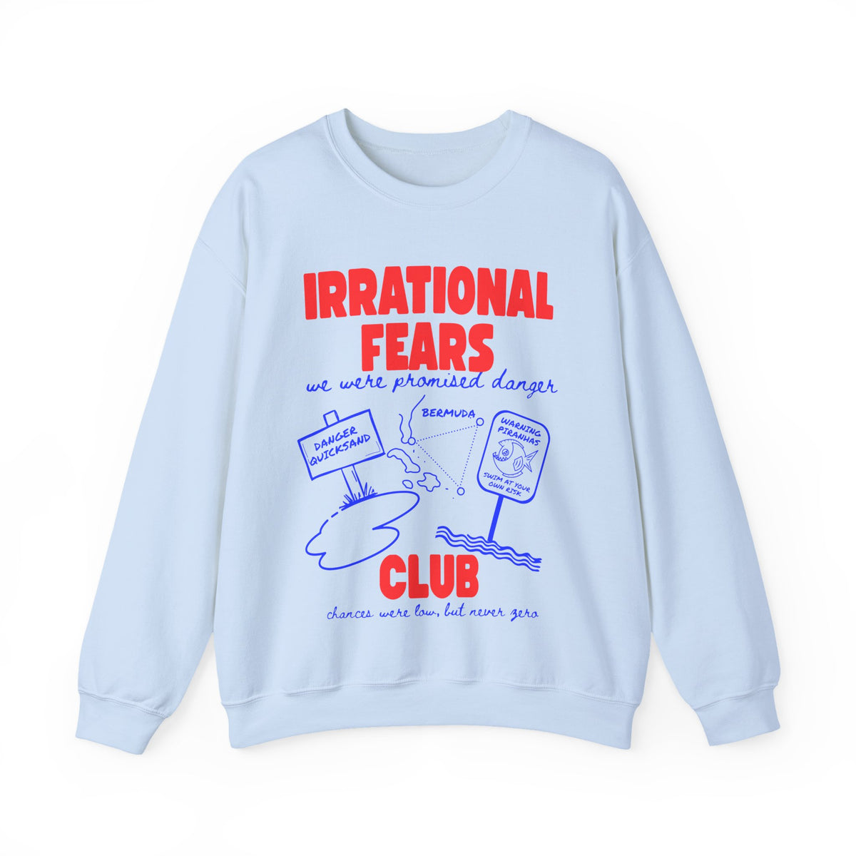Irrational Fears Club Sweatshirt | Funny 90s Nostalgia Graphic Jumper