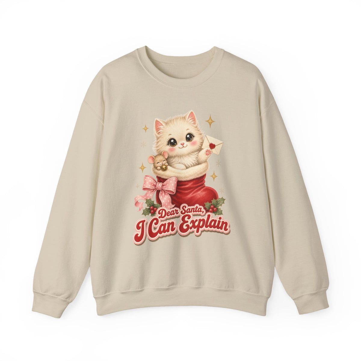 Dear Santa I Can Explain Sweatshirt, Vintage Christmas Cat Jumper