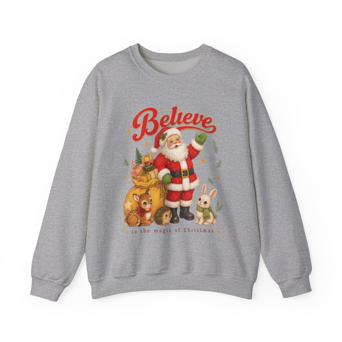 Vintage Christmas Santa Sweatshirt, Retro Animal Christmas Jumper