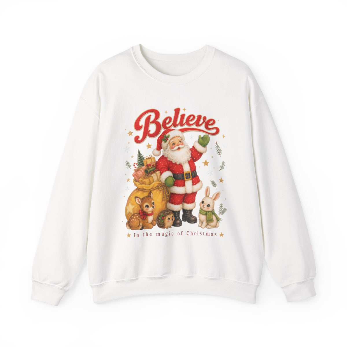Vintage Christmas Santa Sweatshirt, Retro Animal Christmas Jumper