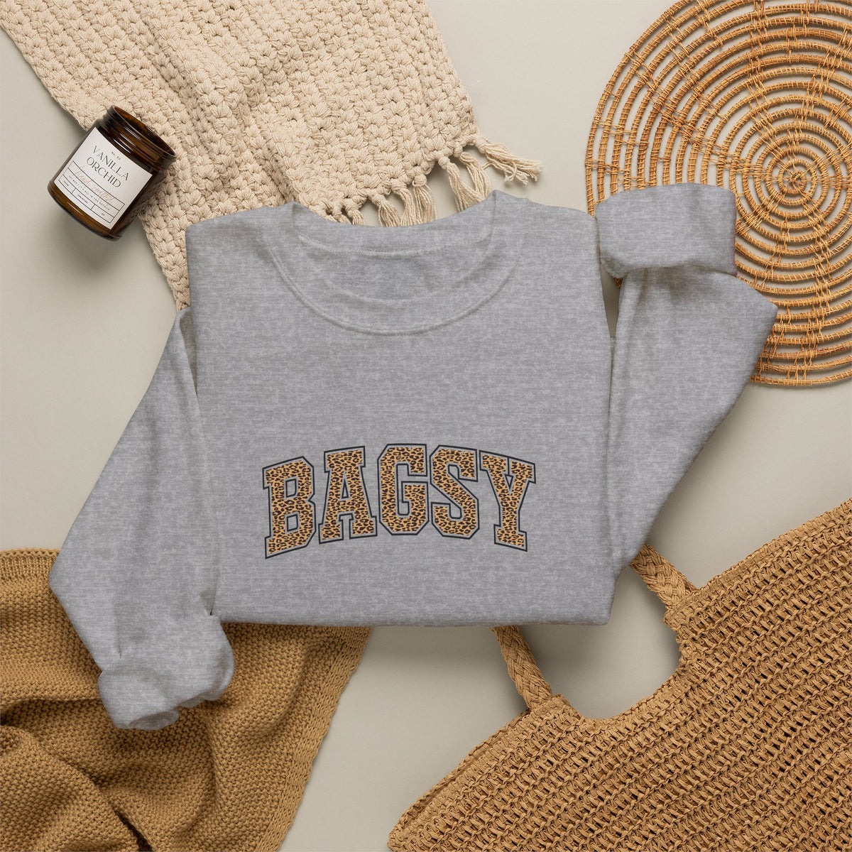 BAGSY Retro 90s Varsity Sweatshirt | Leopard Print | You Know The One