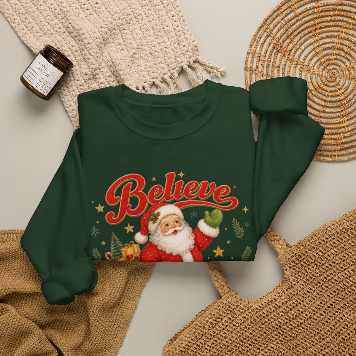 Vintage Christmas Santa Sweatshirt, Retro Animal Christmas Jumper