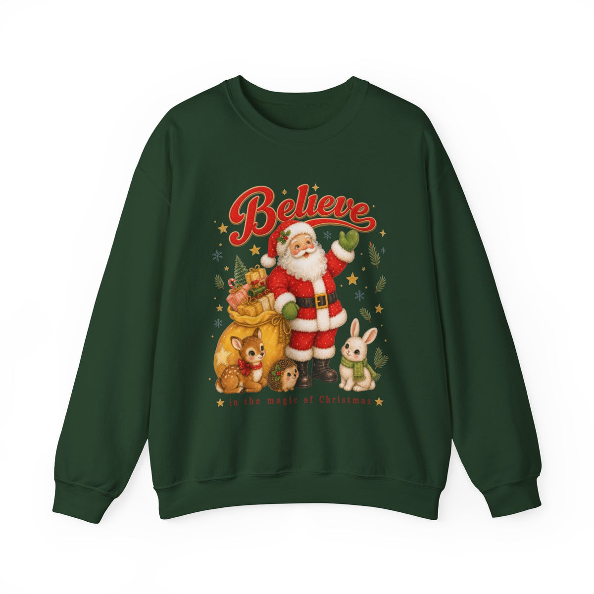 Vintage Christmas Santa Sweatshirt, Retro Animal Christmas Jumper