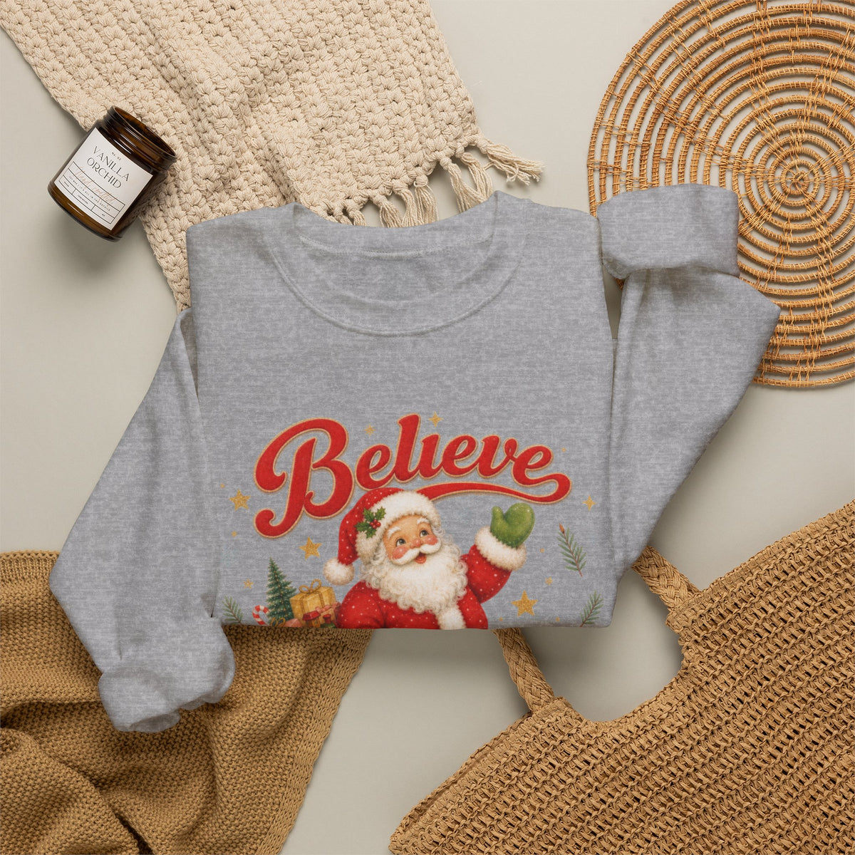 Vintage Christmas Santa Sweatshirt, Retro Animal Christmas Jumper