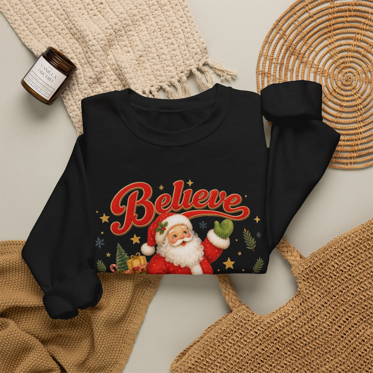 Vintage Christmas Santa Sweatshirt, Retro Animal Christmas Jumper