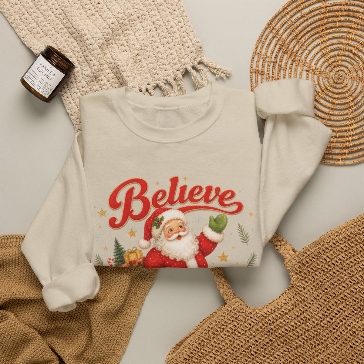Vintage Christmas Santa Sweatshirt, Retro Animal Christmas Jumper