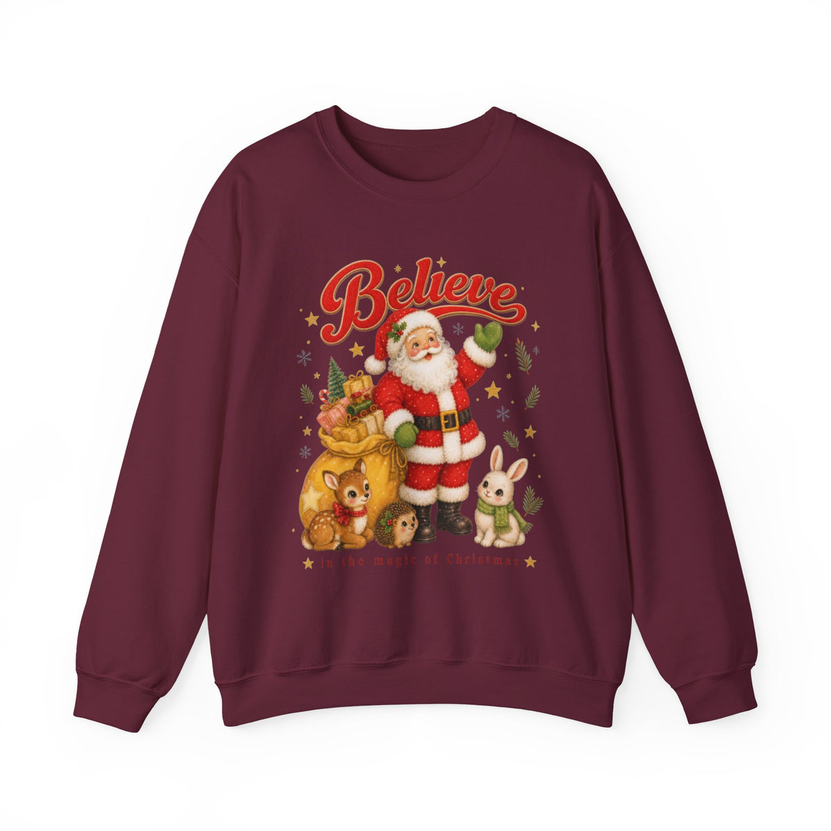 Vintage Christmas Santa Sweatshirt, Retro Animal Christmas Jumper