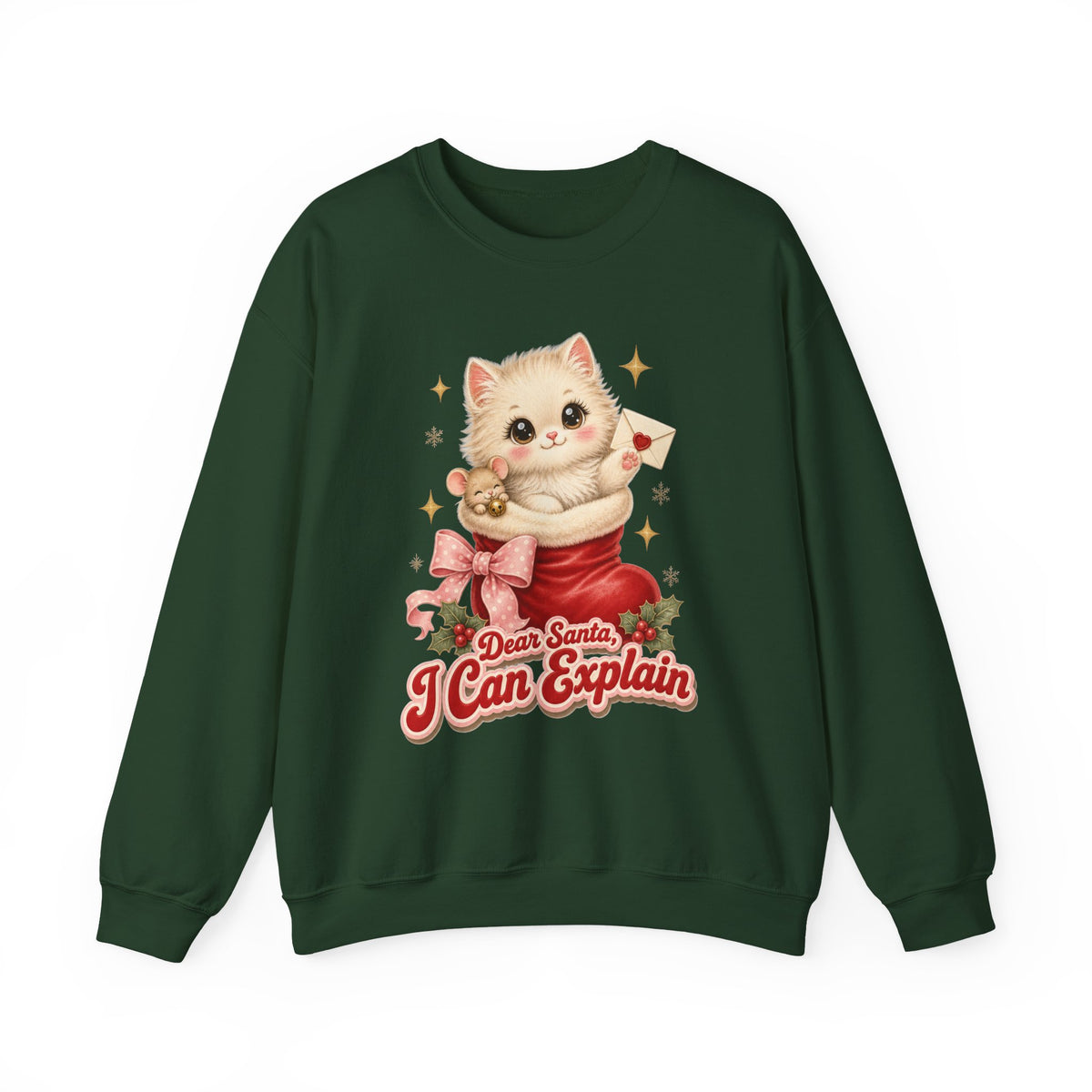Dear Santa I Can Explain Sweatshirt, Vintage Christmas Cat Jumper