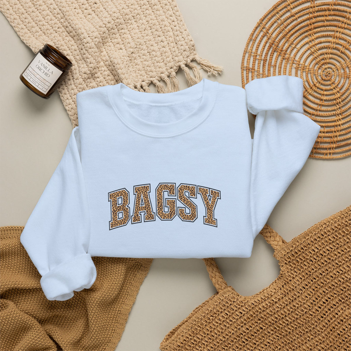 BAGSY Retro 90s Varsity Sweatshirt | Leopard Print | You Know The One