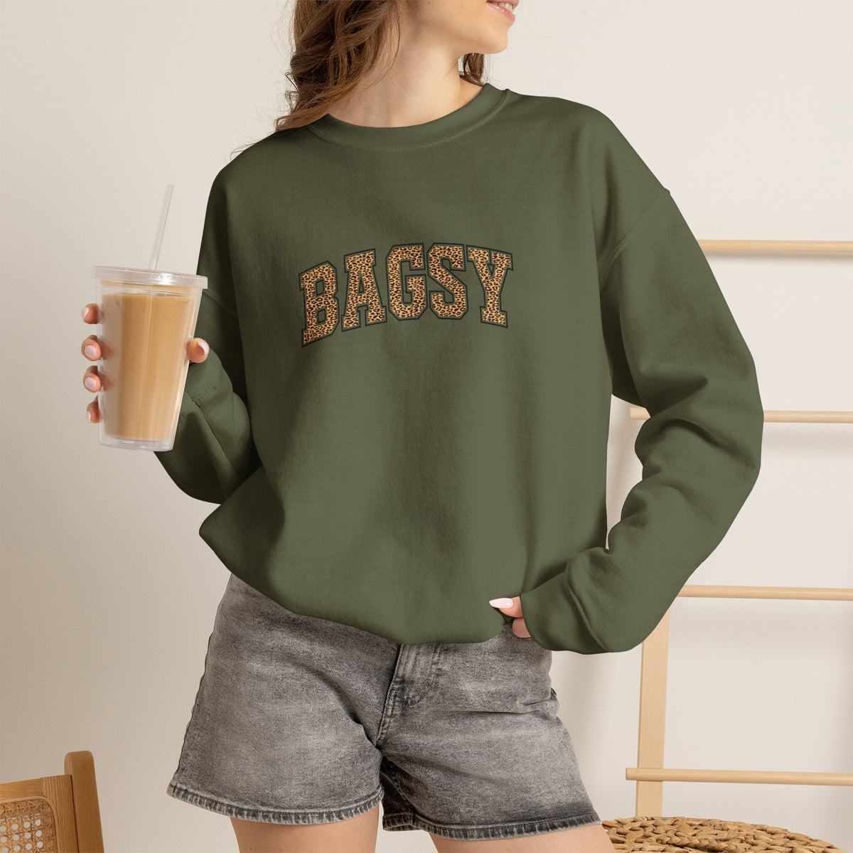 BAGSY Retro 90s Varsity Sweatshirt | Leopard Print | You Know The One