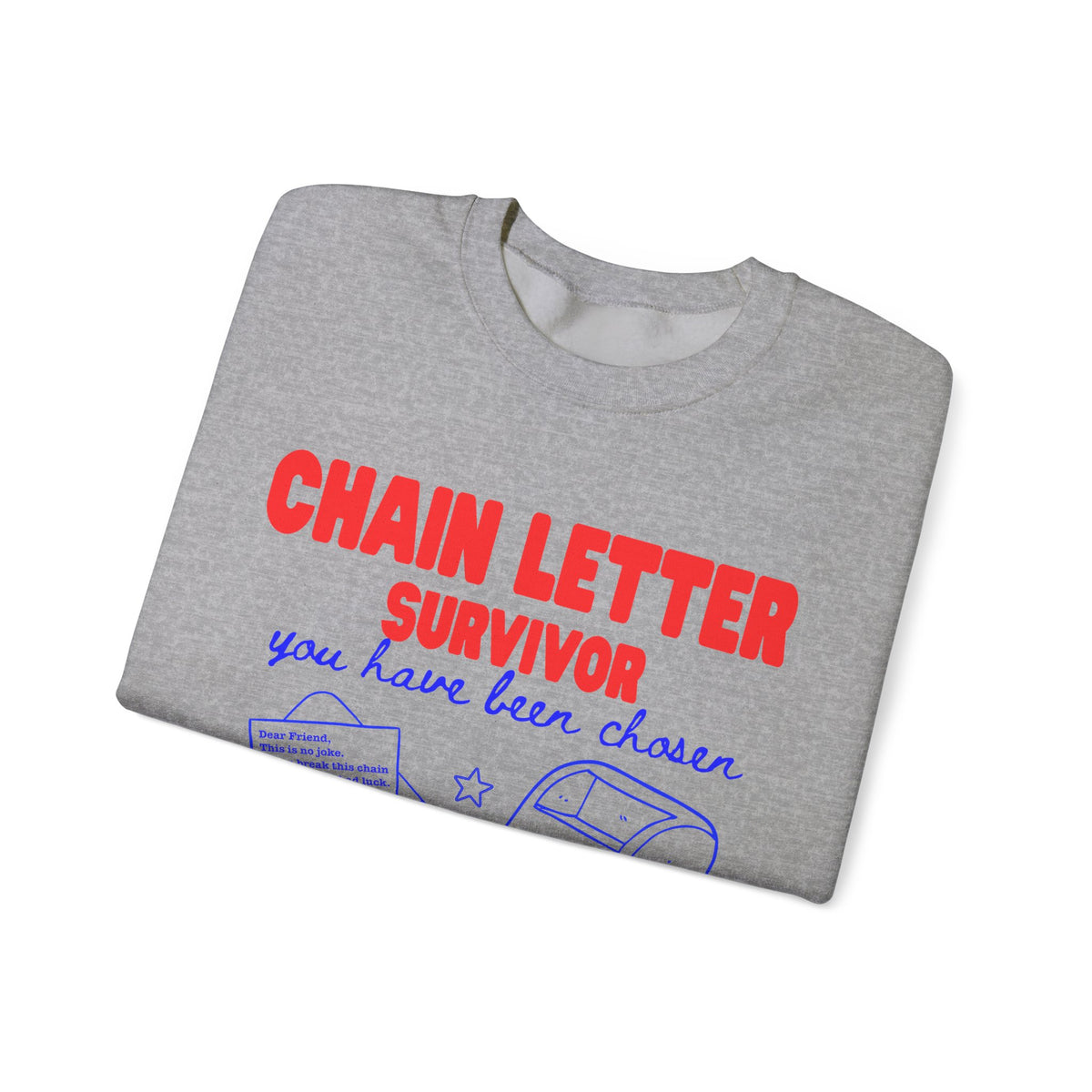 Chain Letter Survivor Club Sweatshirt | 90s Nostalgia Graphic Jumper