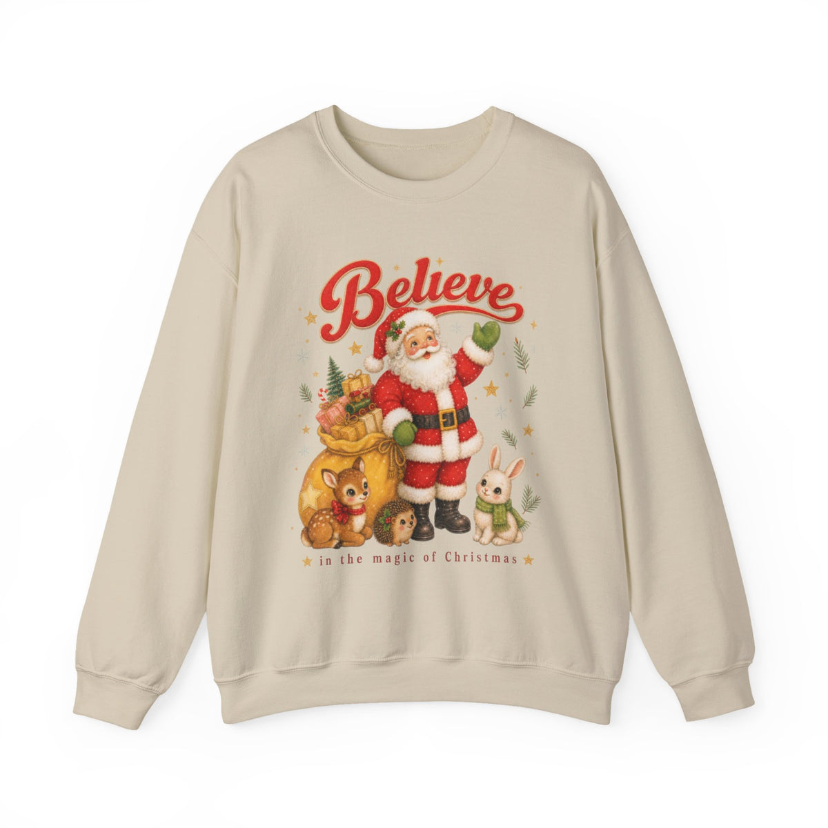 Vintage Christmas Santa Sweatshirt, Retro Animal Christmas Jumper