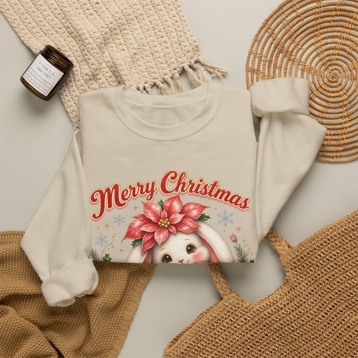 Vintage Christmas Bunny Sweatshirt, Retro Rabbit Christmas Jumper