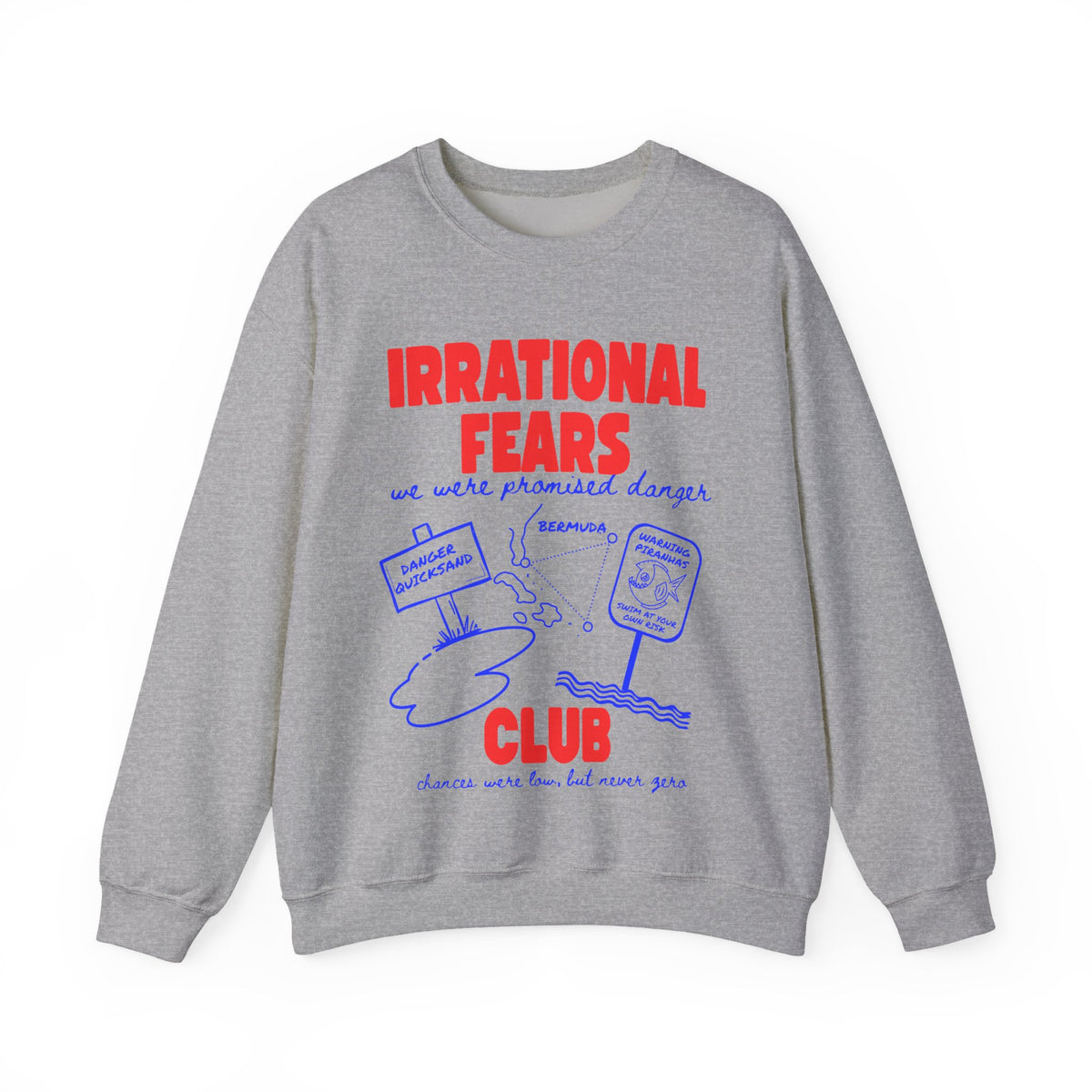 Irrational Fears Club Sweatshirt | Funny 90s Nostalgia Graphic Jumper