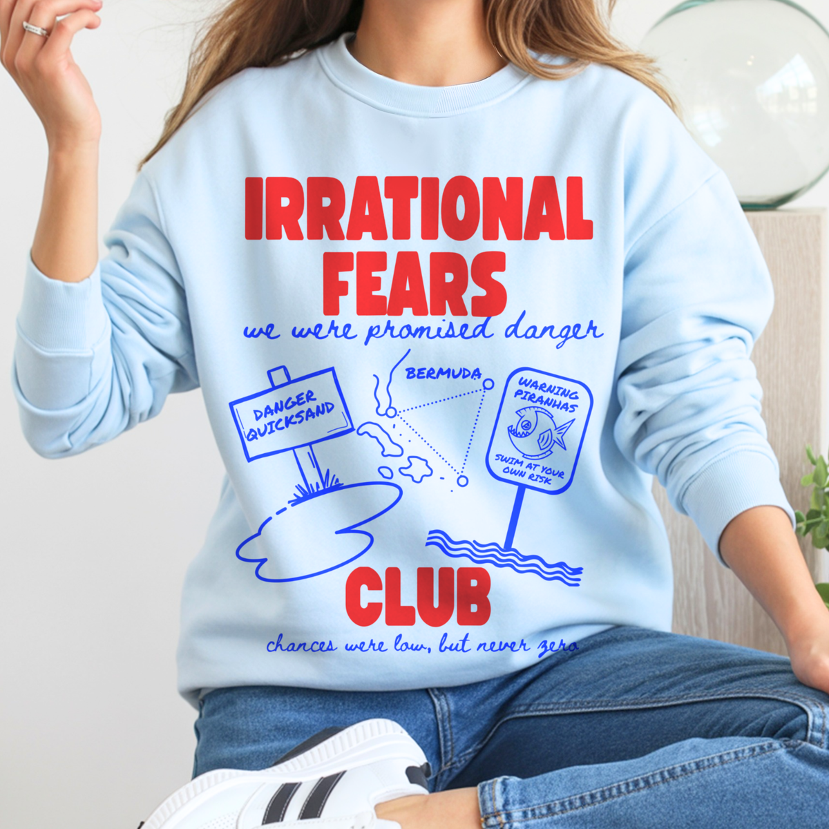 Irrational Fears Club Sweatshirt | Funny 90s Nostalgia Graphic Jumper