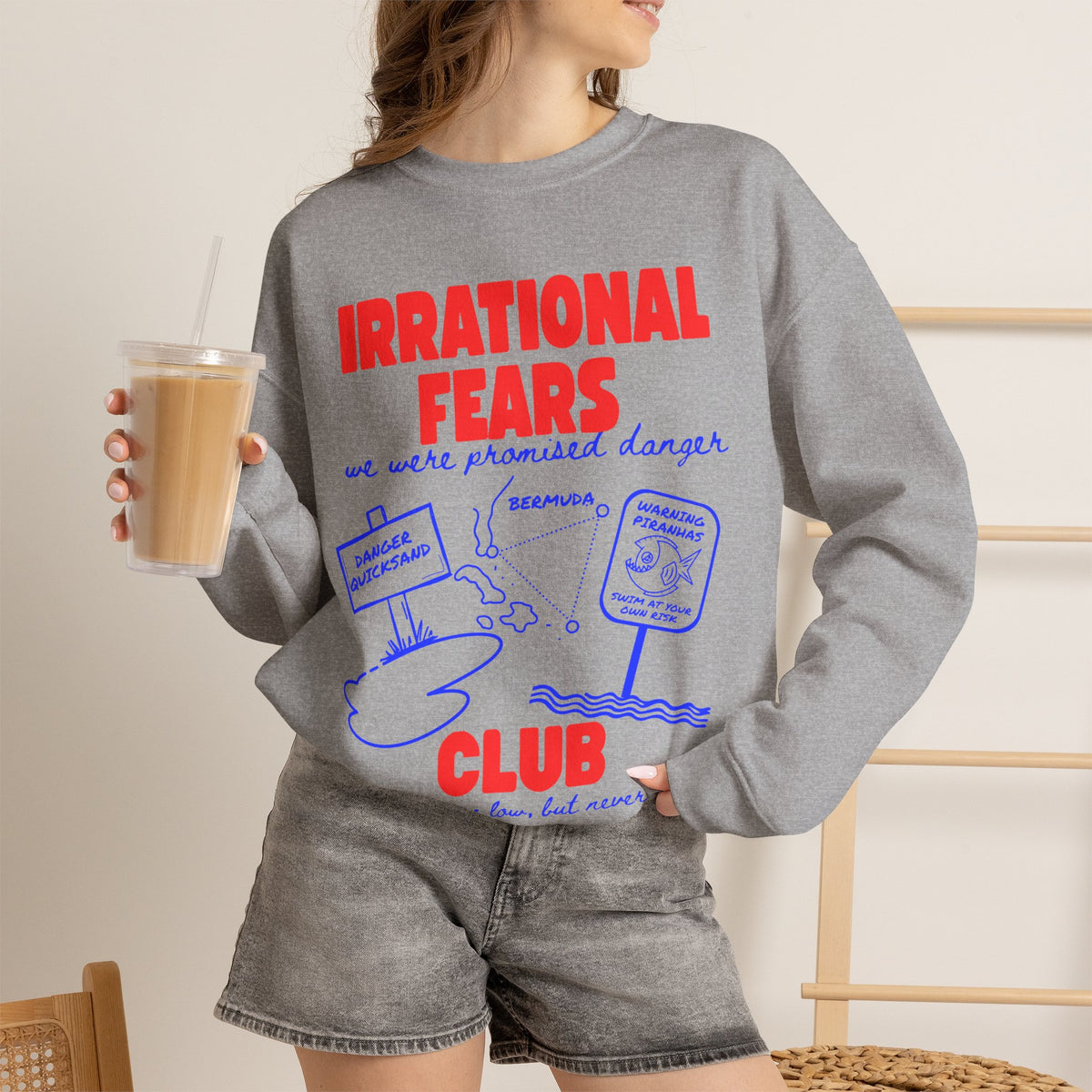 Irrational Fears Club Sweatshirt | Funny 90s Nostalgia Graphic Jumper