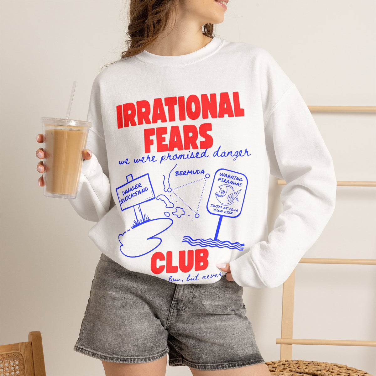 Irrational Fears Club Sweatshirt | Funny 90s Nostalgia Graphic Jumper