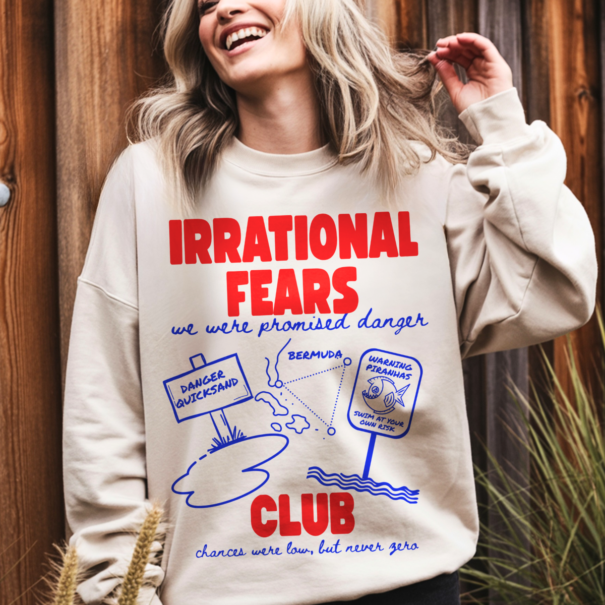 Irrational Fears Club Sweatshirt | Funny 90s Nostalgia Graphic Jumper