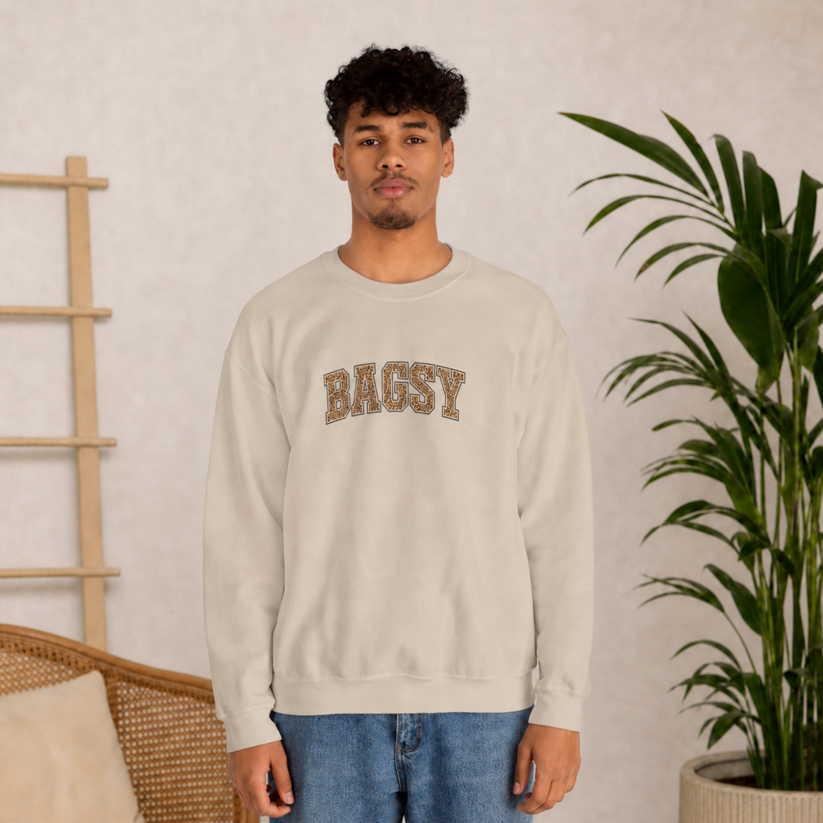 BAGSY Retro 90s Varsity Sweatshirt | Leopard Print | You Know The One
