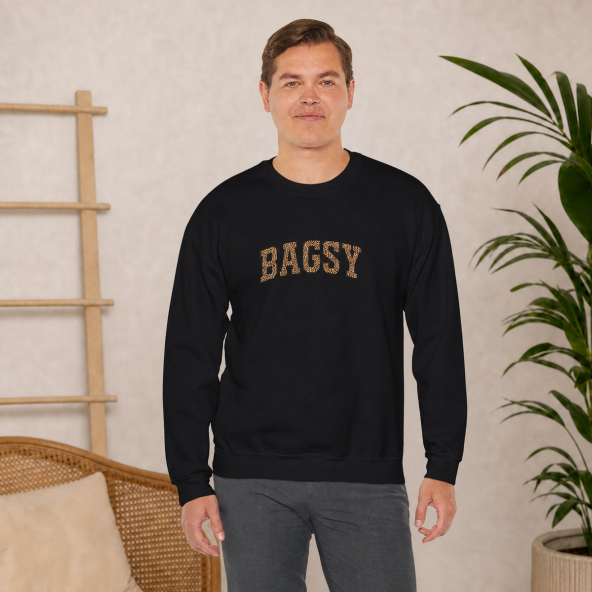 BAGSY Retro 90s Varsity Sweatshirt | Leopard Print | You Know The One
