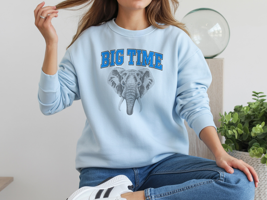 BIG TIME Sweatshirt, Retro Elephant Graphic Jumper, 90s Slang Style